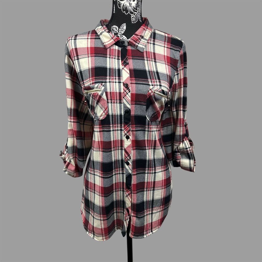 Eden & Olivia Plaid Long Sleeve Button Up - Women’s XL